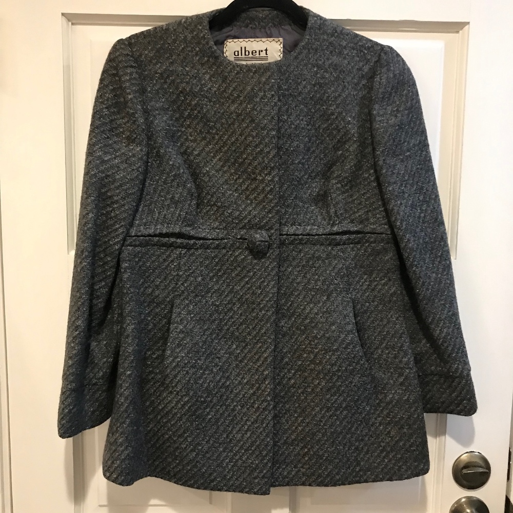 Maurice Rentner 8 Gray Wool 1 Button Coat Vtg